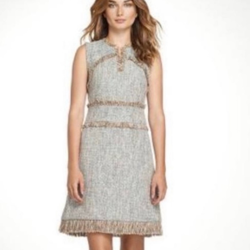 Tory Burch Brown/Turquoise Tweed Fringe